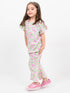 Frill Sleeves Flamingo Fun Cotton Trouser Set (Pink Meadow)